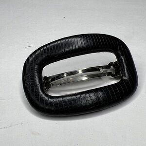 Black Leather Hair Barrette Made in France